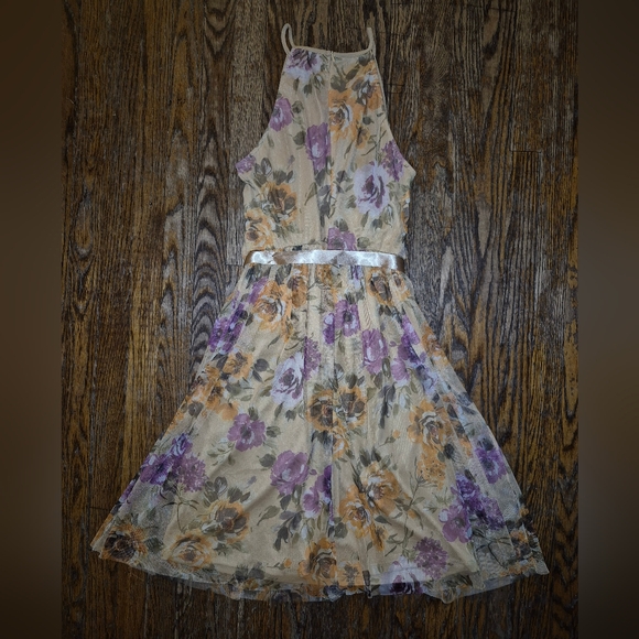 Floral Print Halter Neck Long Dress - Picture 4 of 5